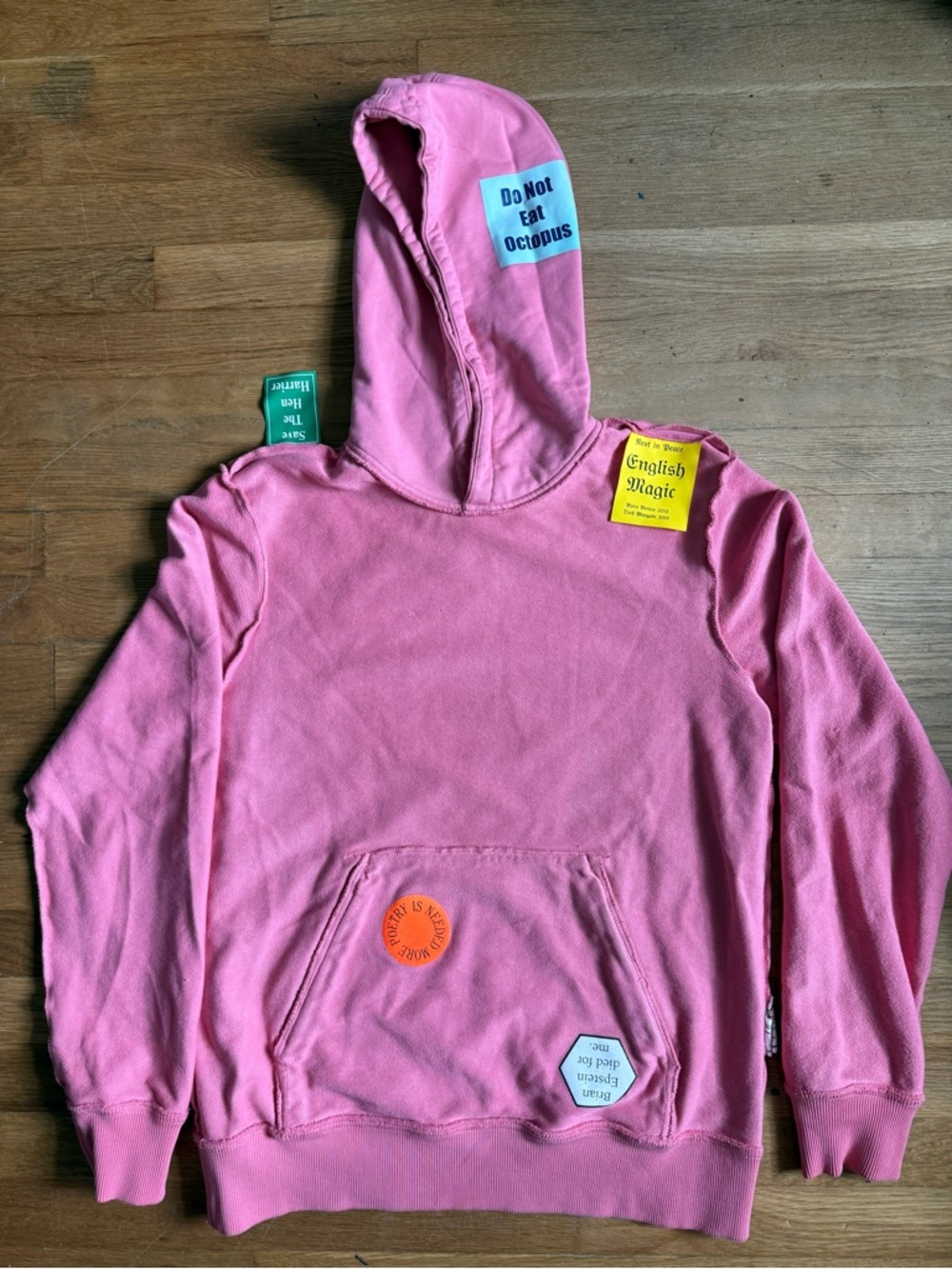 Helmut Lang x Jeremy Deller Reversible Pink Hoodie Public vs Private Sz Small